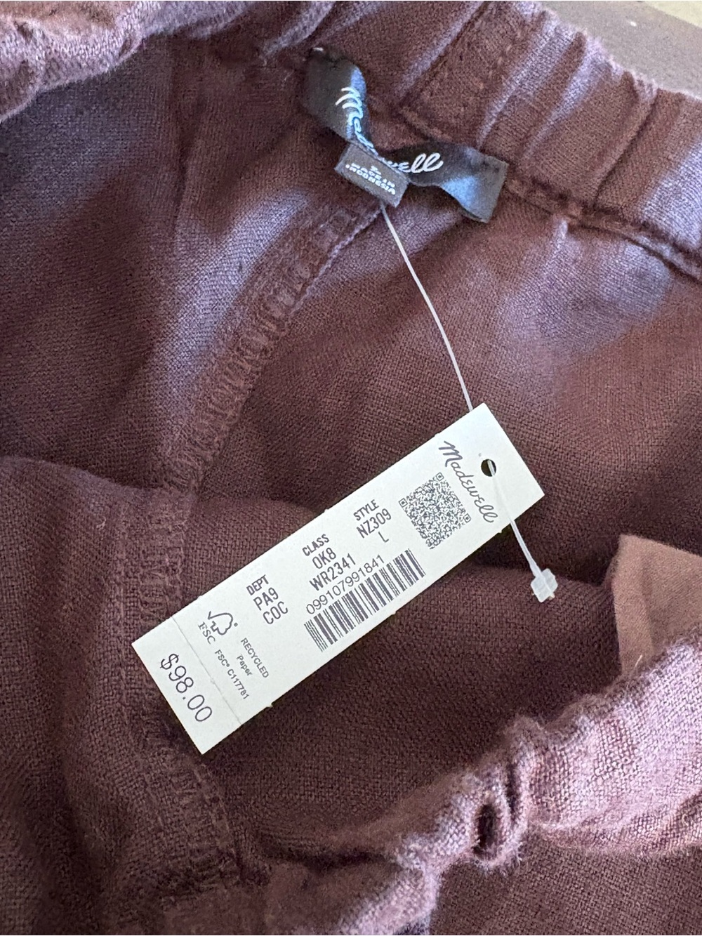 NWT Pull-On Pants in 100% Linen - Picture 9 of 11